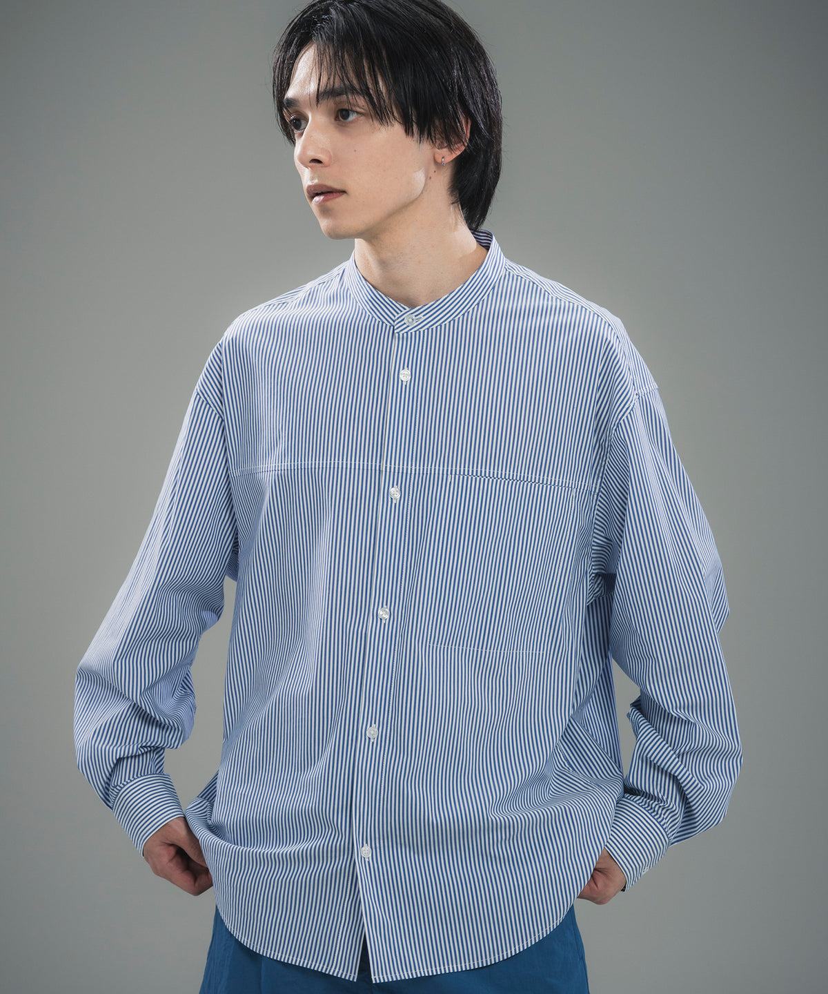 SEAM POCKET BAND COLLAR SHIRT / シームポケット バンドカラーシャツ