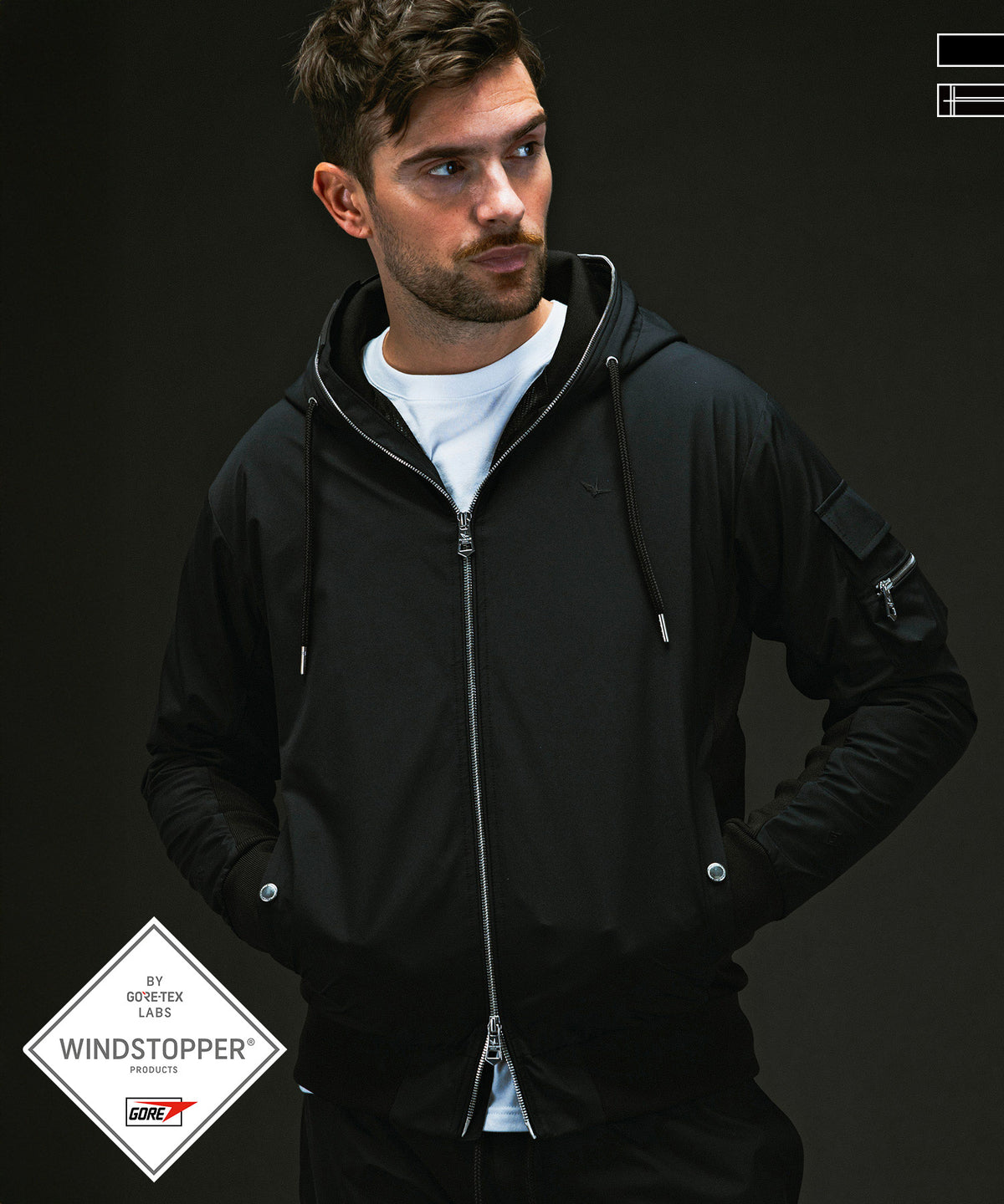 PLUS COLLABO. LUXURIOUS ZIP BIKER HOODIE プラス コラボ ラグジュアリー ジップ バイカー フーディー / WINDSTOPPER プロダクト by GORE-TEX LABS