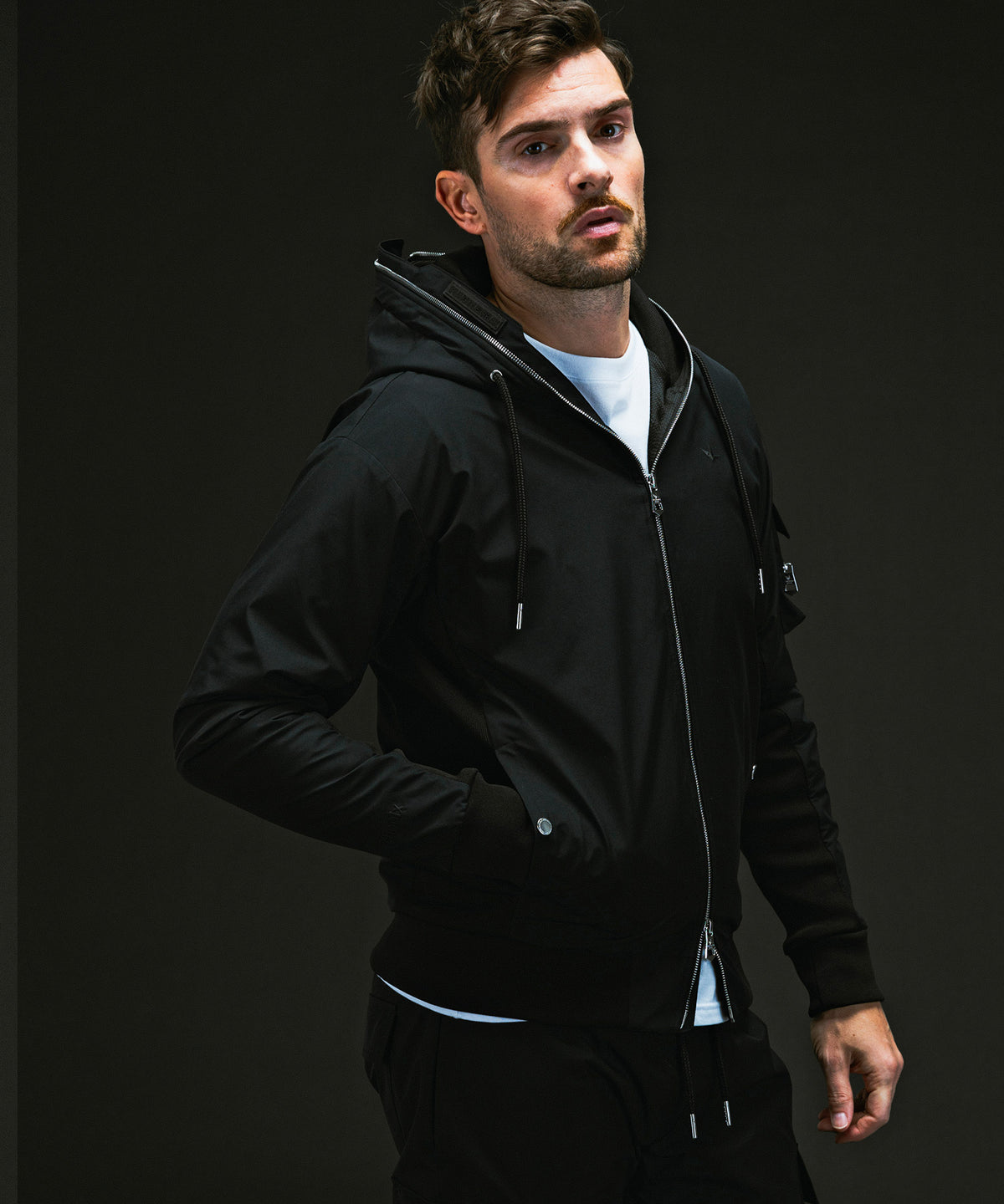 PLUS COLLABO. LUXURIOUS ZIP BIKER HOODIE プラス コラボ ラグジュアリー ジップ バイカー フーディー / WINDSTOPPER プロダクト by GORE-TEX LABS