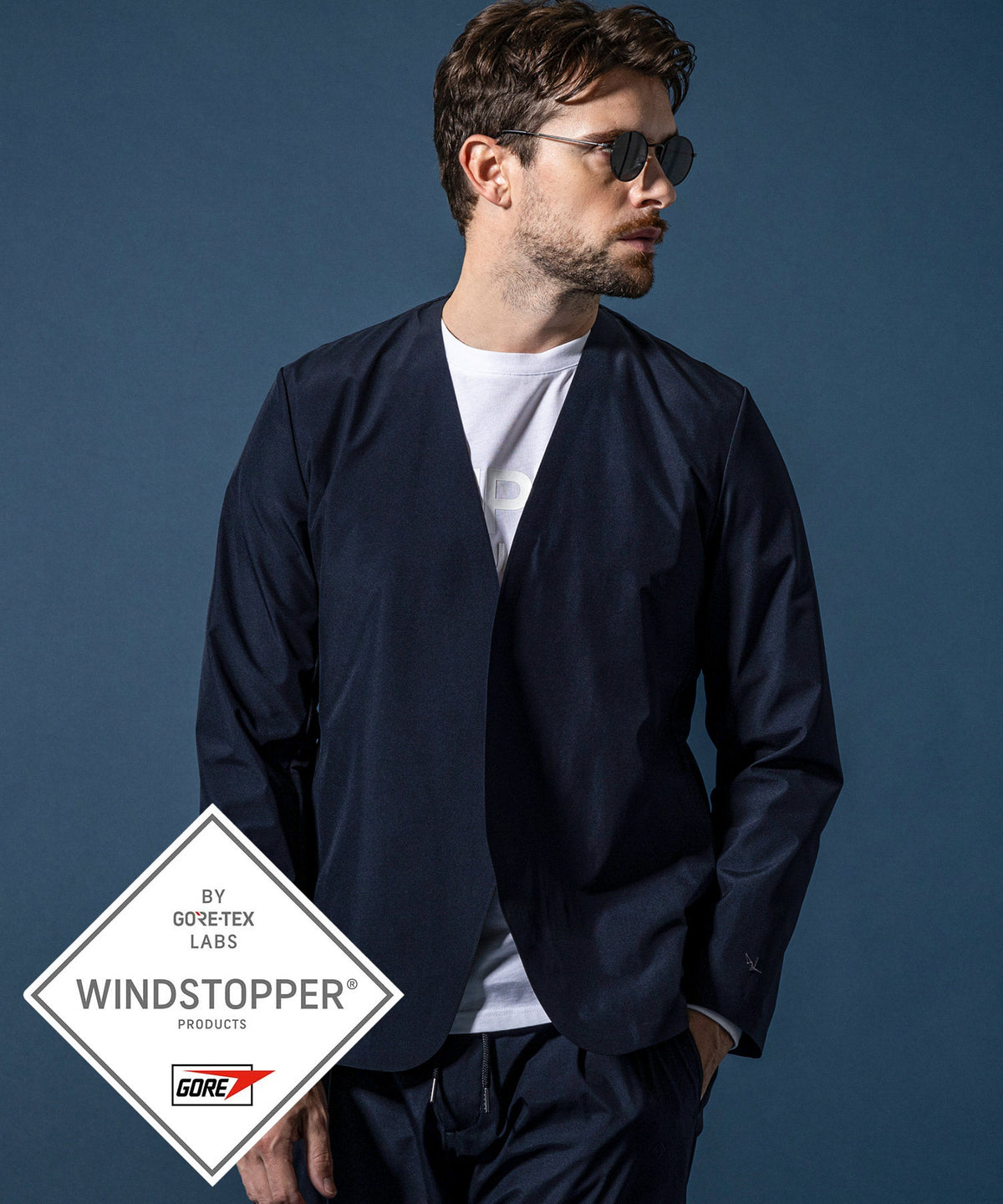 GTX NO COLLAR JACKET ノーカラージャケット / WINDSTOPPER(R) プロダクト by GORE-TEX LABS