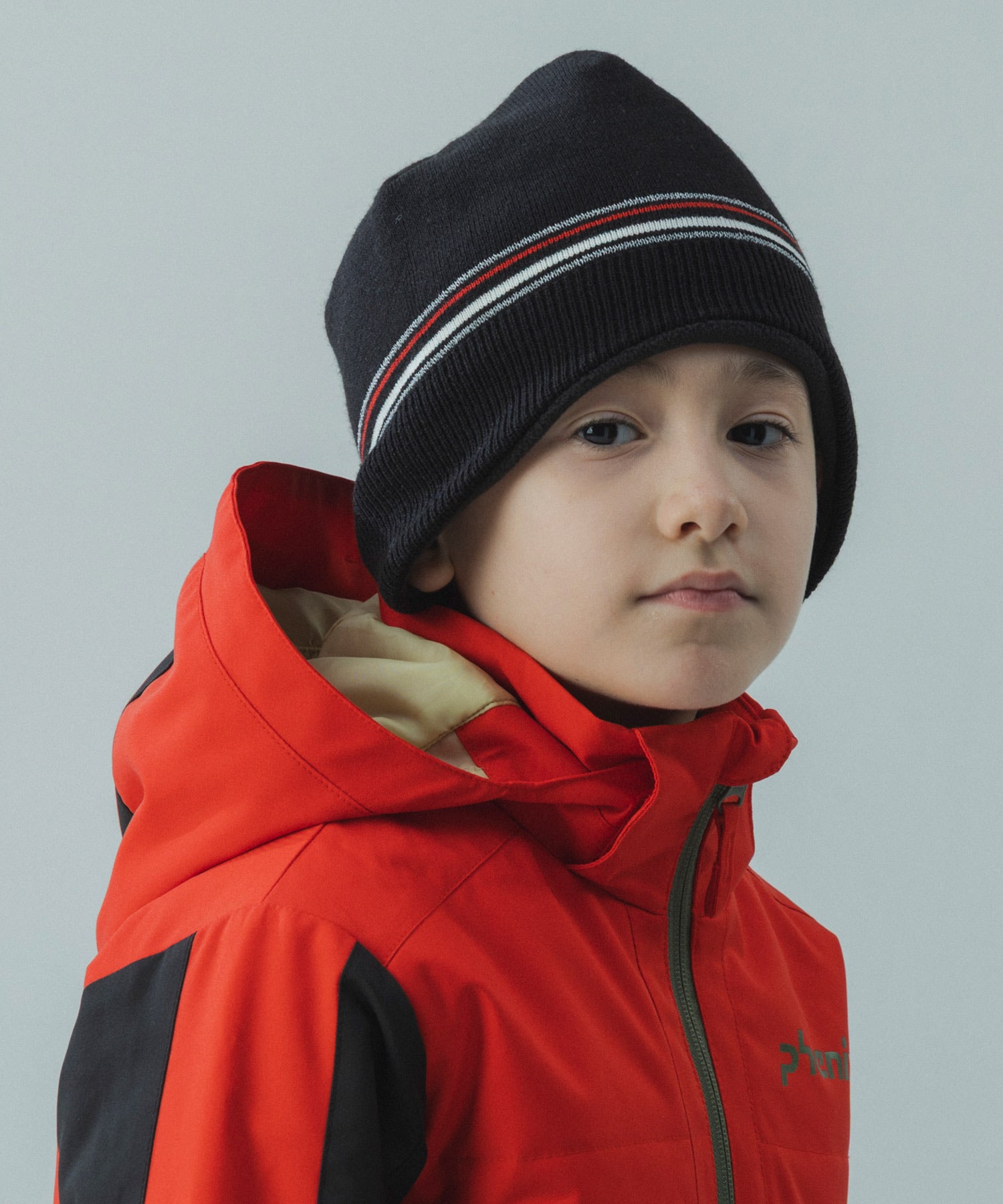 【KIDS/JUNIOR】Junior Simple Lined Knit Beanie / ジュニアシンプルラインドニットビーニー / phenix スキーウェア 26AW